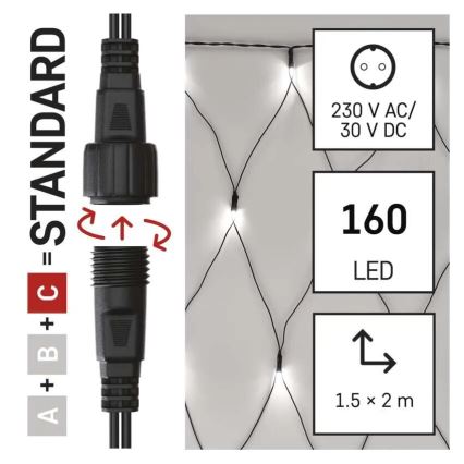 LED Kerst lichtsnoer voor buiten 160xLED/2x1,5m IP44 koud wit
