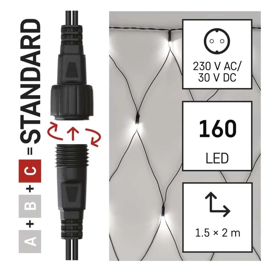 LED Kerst lichtsnoer voor buiten 160xLED/2x1,5m IP44 koud wit