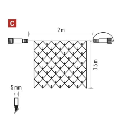 LED Kerst lichtsnoer voor buiten 160xLED/2x1,5m IP44 koud wit