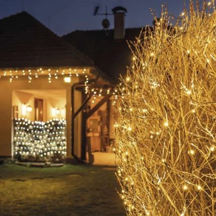 LED Kerst lichtsnoer voor buiten 160xLED/2x1,5m IP44 warm wit