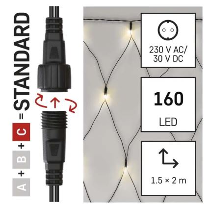 LED Kerst lichtsnoer voor buiten 160xLED/2x1,5m IP44 warm wit