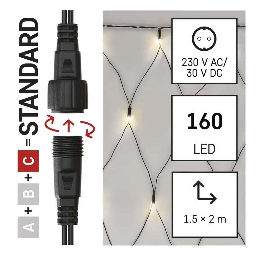 LED Kerst lichtsnoer voor buiten 160xLED/2x1,5m IP44 warm wit