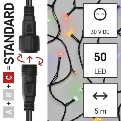 LED Kerst lichtsnoer voor buiten 50xLED/5m IP44 Meerdere kleuren