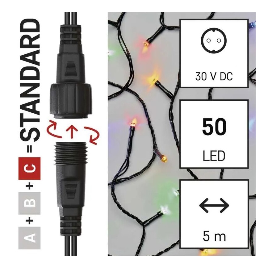 LED Kerst lichtsnoer voor buiten 50xLED/5m IP44 Meerdere kleuren