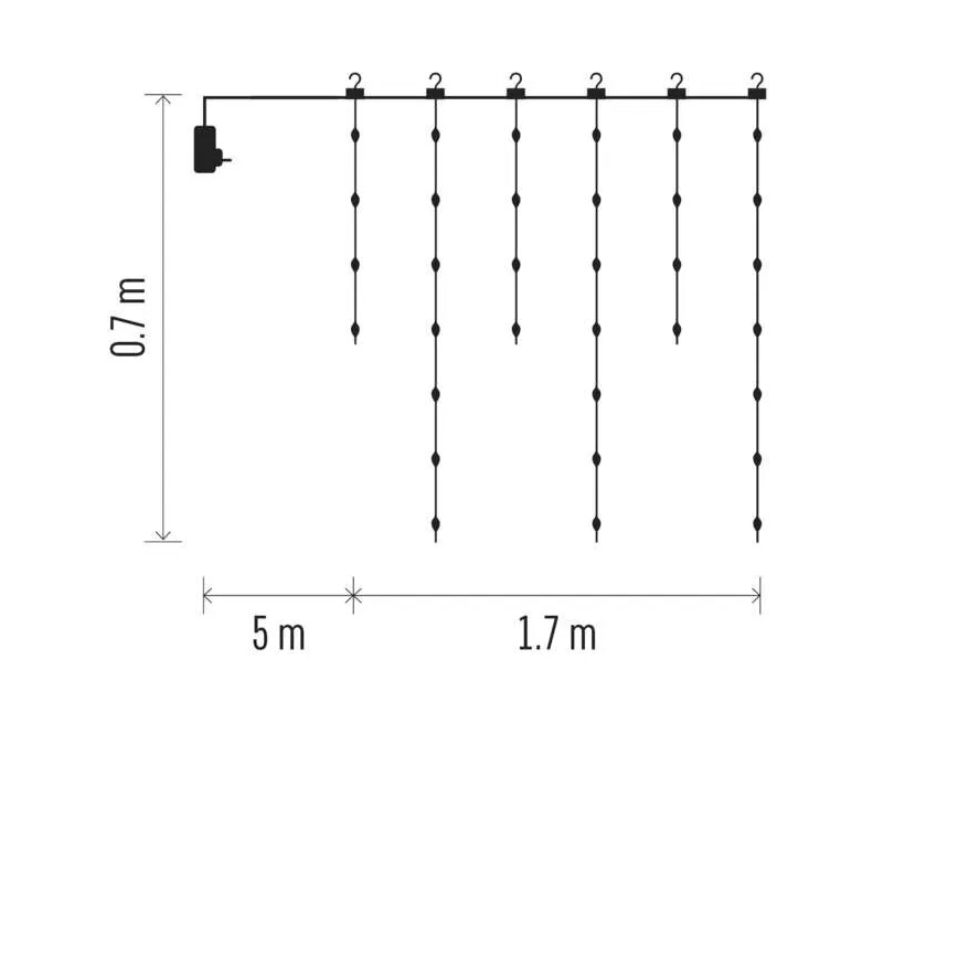 LED Kerst lichtsnoer voor buiten 54xLED/8 Functies 6,7x0,7m IP44 warm wit