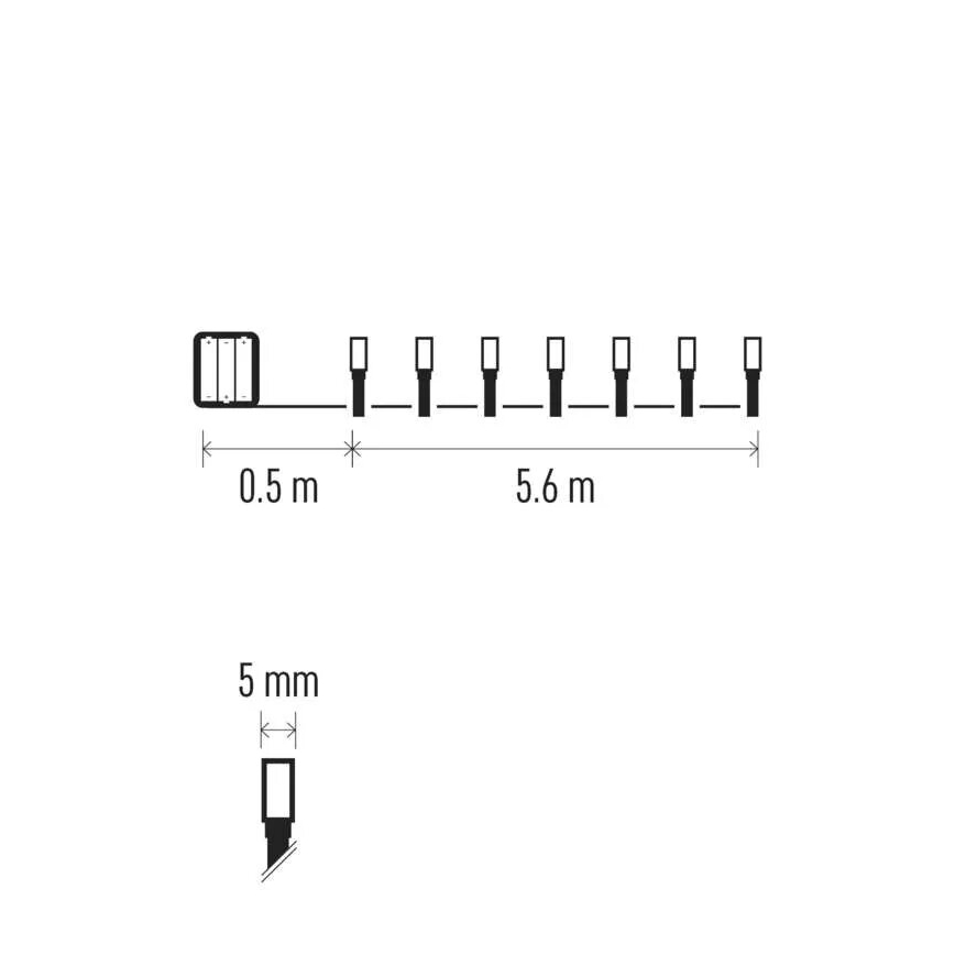LED Kerst lichtsnoer voor buiten 80xLED/3xAA 6,1m IP44 koud wit