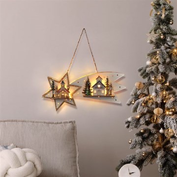 LED kerstdecoratie 10xLED/2xAA komeet