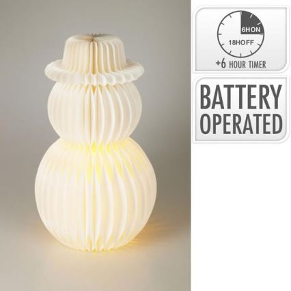 LED kerstdecoratie 12xLED/3xAA 39 cm warm wit sneeuwman