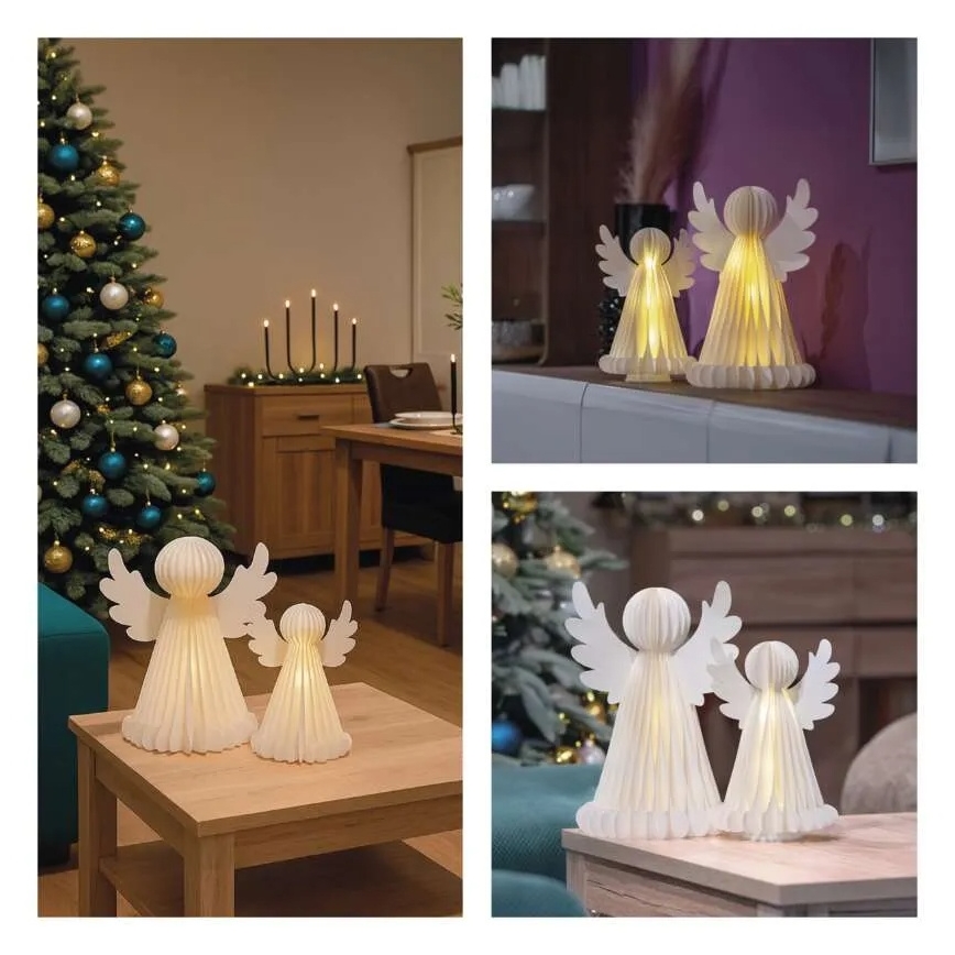 LED kerstdecoratie 20xLED/6xAA engelen