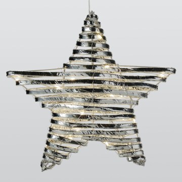 LED kerstdecoratie 30xLED/3xAA 40 cm warm wit ster/zilver