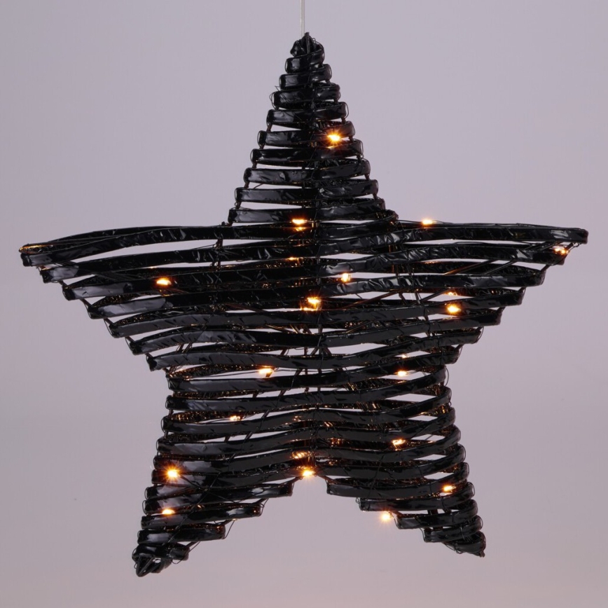 LED kerstdecoratie 30xLED/3xAA 40 cm warm wit ster/zwart