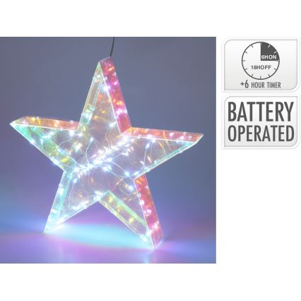 LED Kerstdecoratie 50xLED/3xAA 40 cm warm wit ster