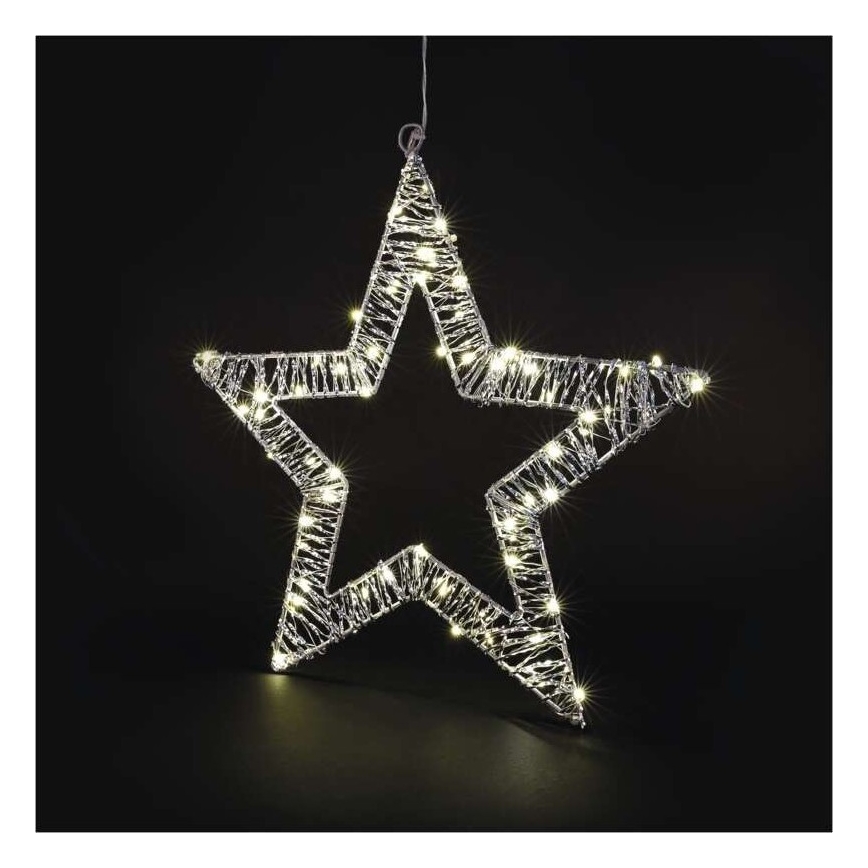LED kerstdecoratie 60xLED/3AA warm wit ster
