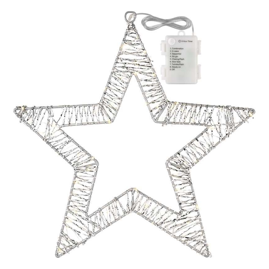LED kerstdecoratie 60xLED/3AA warm wit ster
