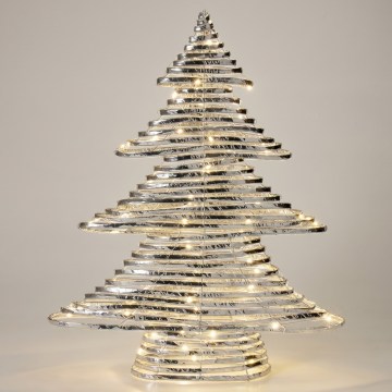 LED kerstdecoratie 60xLED/3xAA 60 cm warm wit kerstboom/zilver