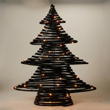 LED kerstdecoratie 60xLED/3xAA 60 cm warm wit kerstboom/zwart