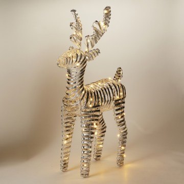 LED kerstdecoratie 60xLED/3xAA 60 cm warm wit rendier/zilver