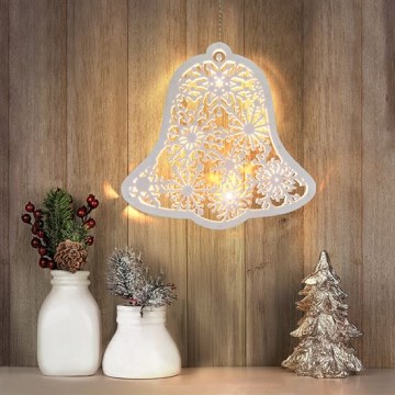 LED-kerstdecoratie 9xLED/2xAA warm wit kerstbel