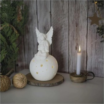 LED kerstdecoratie LED/0,4W/2xAA keramische engel