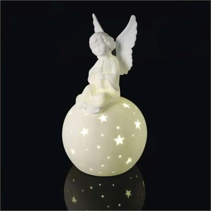 LED kerstdecoratie LED/0,4W/2xAA keramische engel