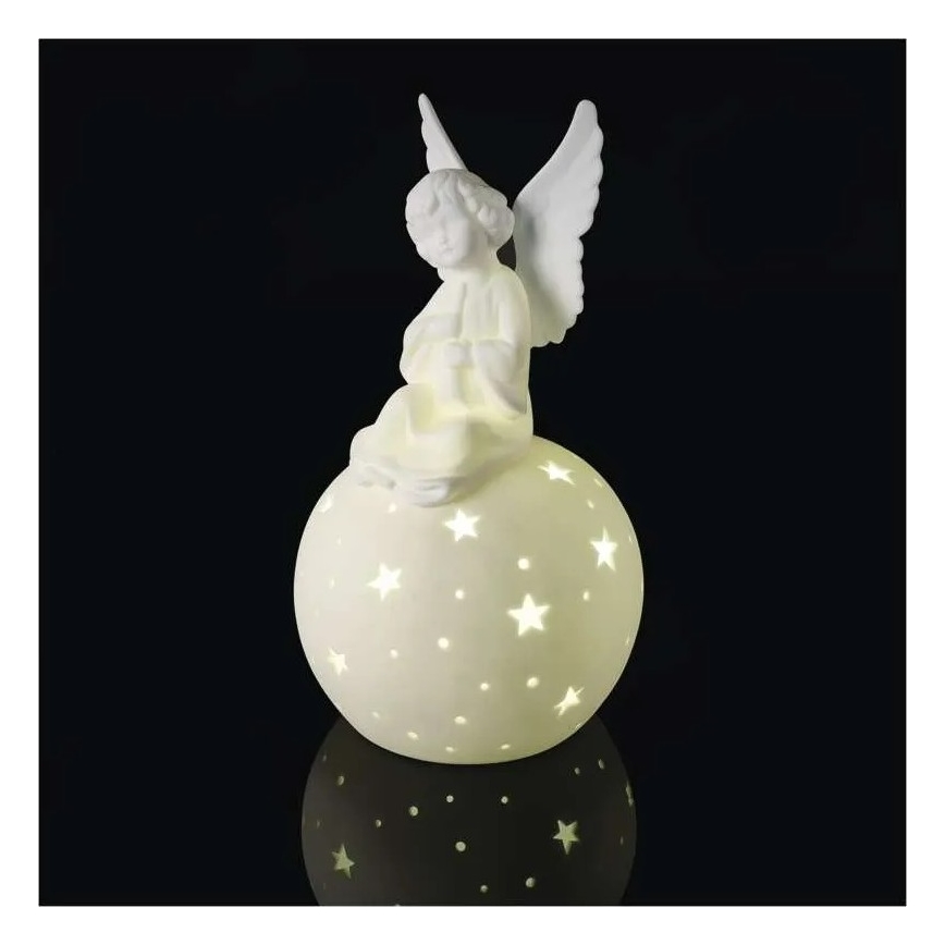 LED kerstdecoratie LED/0,4W/2xAA keramische engel