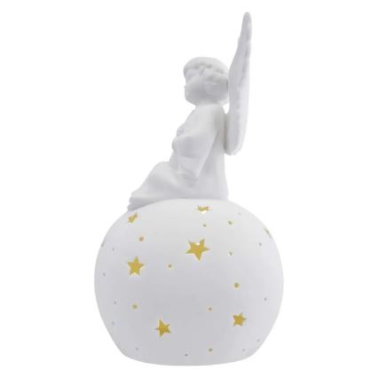 LED kerstdecoratie LED/0,4W/2xAA keramische engel