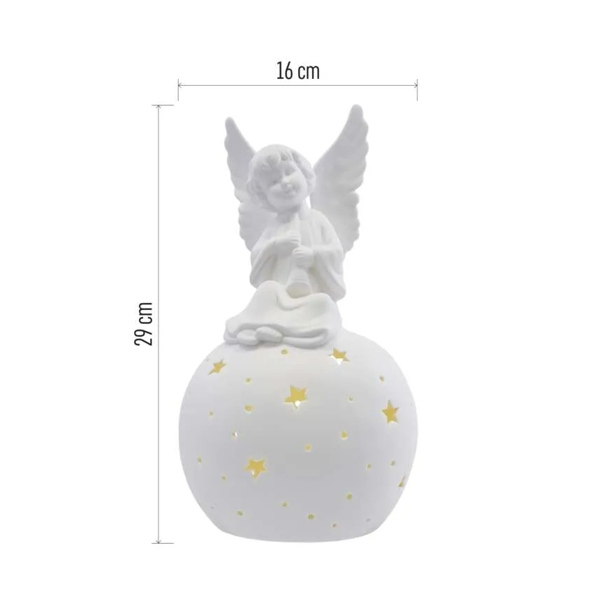 LED kerstdecoratie LED/0,4W/2xAA keramische engel