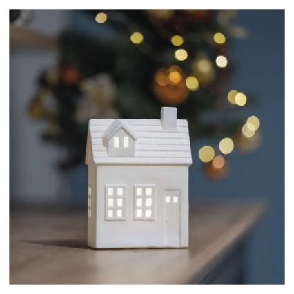 LED kerstdecoratie LED/CR2032 huisje
