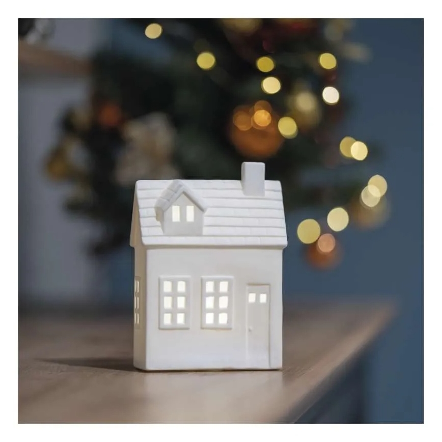 LED kerstdecoratie LED/CR2032 huisje