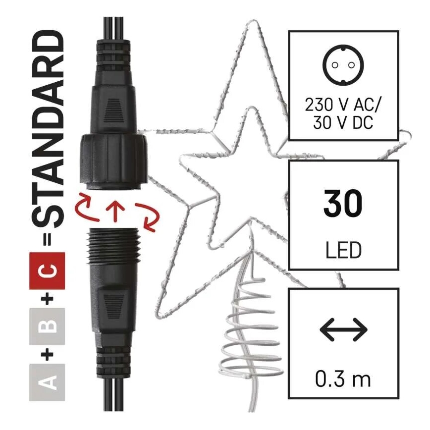 LED Kerstdecoratie voor buiten 30xLED/4W/30V IP44 koud wit