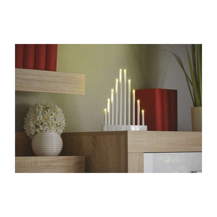 LED kerstkandelaar 10xLED/3xAA wit