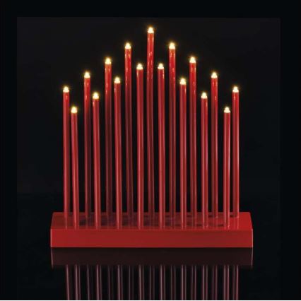 LED kerstkandelaar 17xLED/3xAA rood