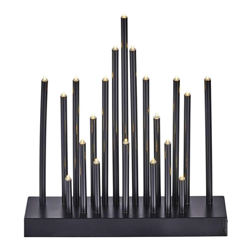 LED kerstkandelaar 20xLED/3xAA zwart