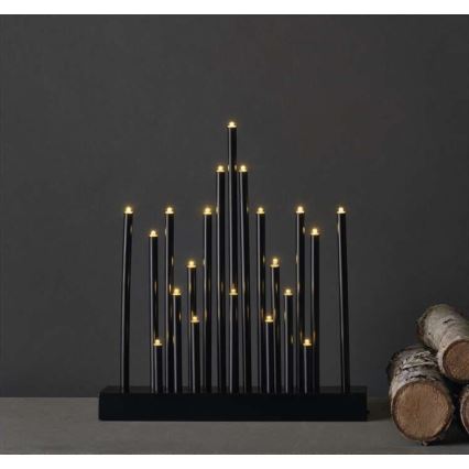 LED kerstkandelaar 20xLED/3xAA zwart