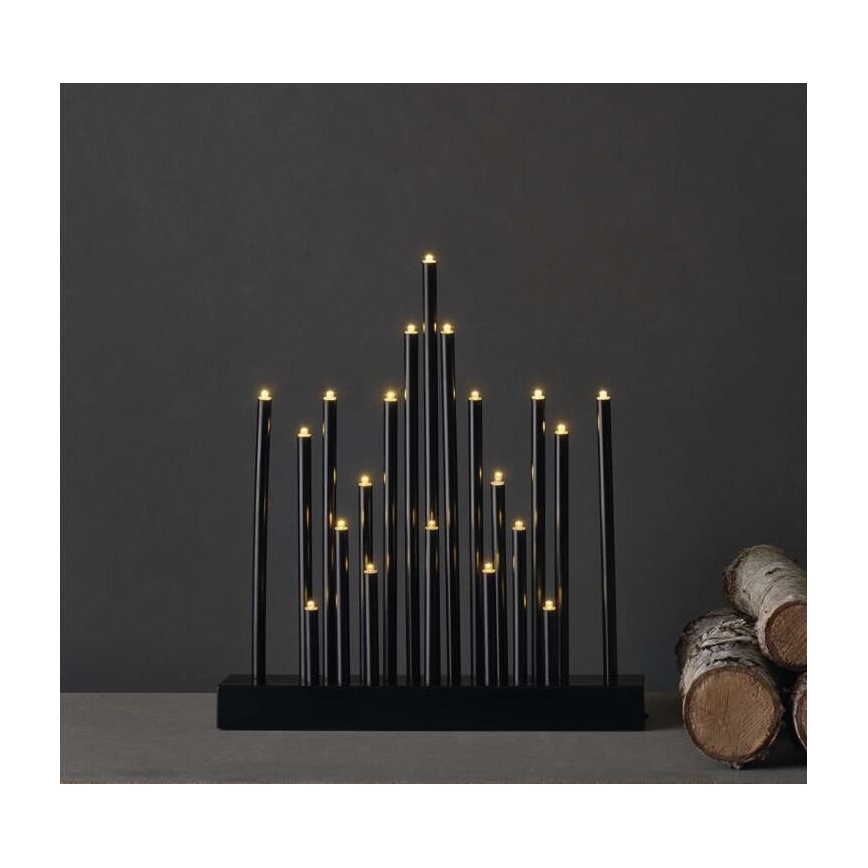 LED kerstkandelaar 20xLED/3xAA zwart