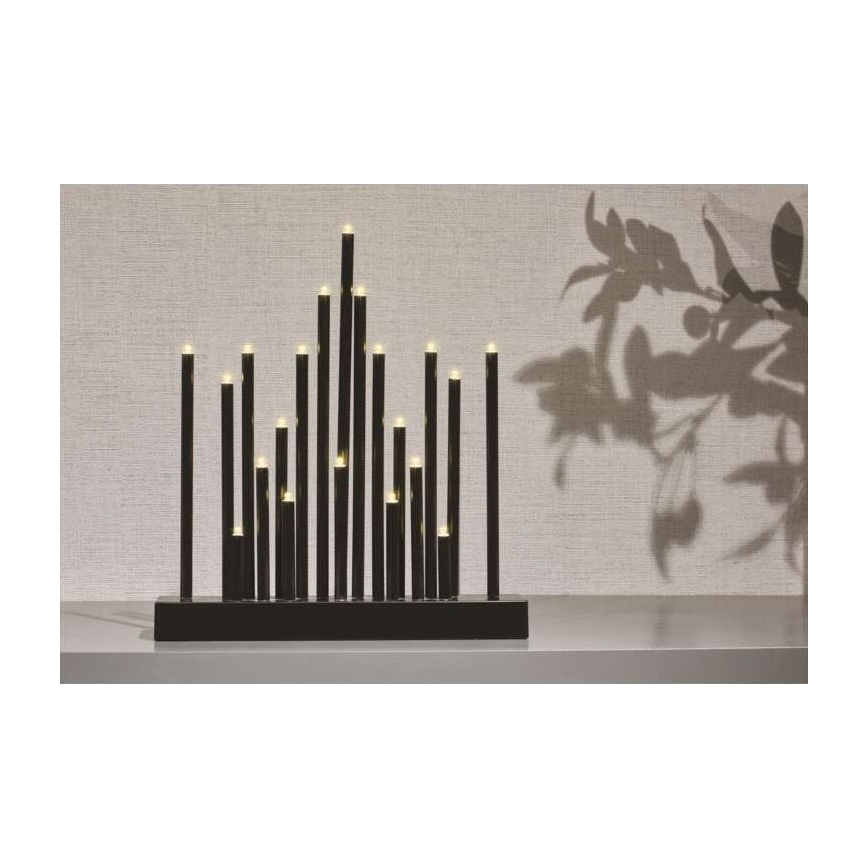 LED kerstkandelaar 20xLED/3xAA zwart