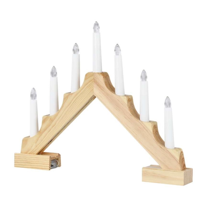 LED kerstkandelaar 7xLED/2xAA beige