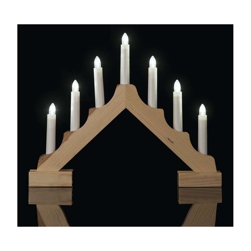 LED kerstkandelaar 7xLED/2xAA beige