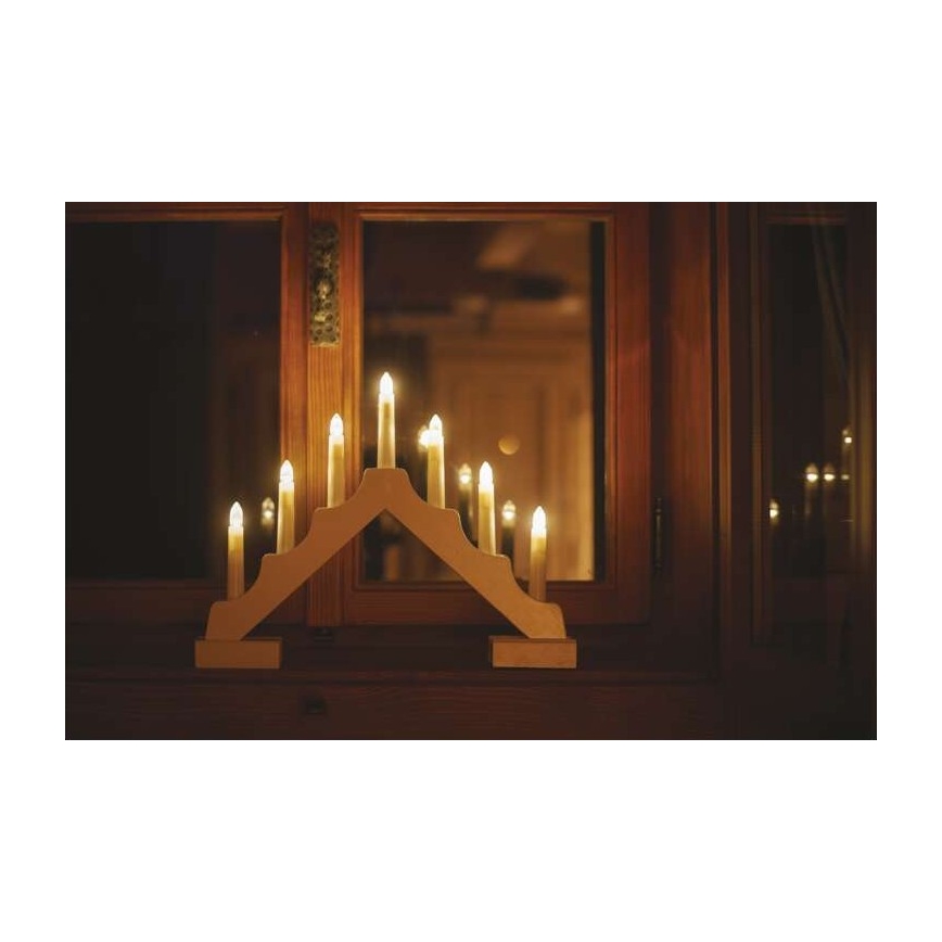 LED kerstkandelaar 7xLED/2xAA beige