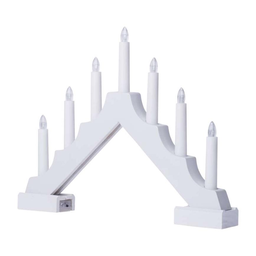 LED kerstkandelaar 7xLED/2xAA wit
