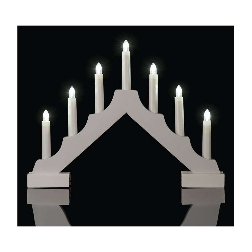 LED kerstkandelaar 7xLED/2xAA wit