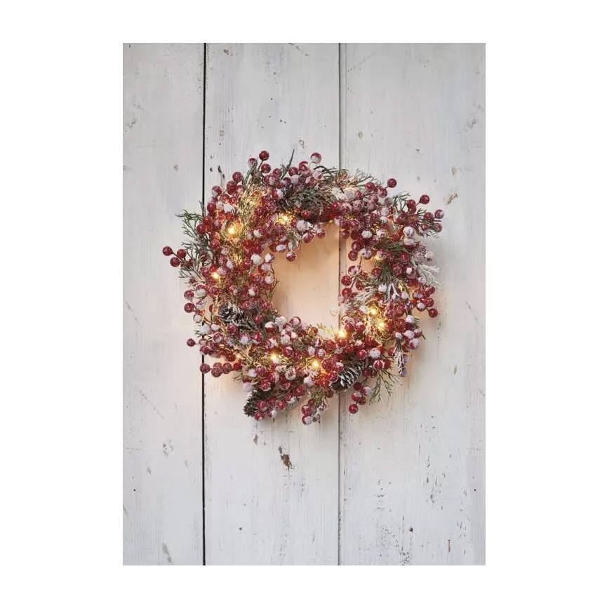LED Kerstkrans 20xLED/3xAA warm wit