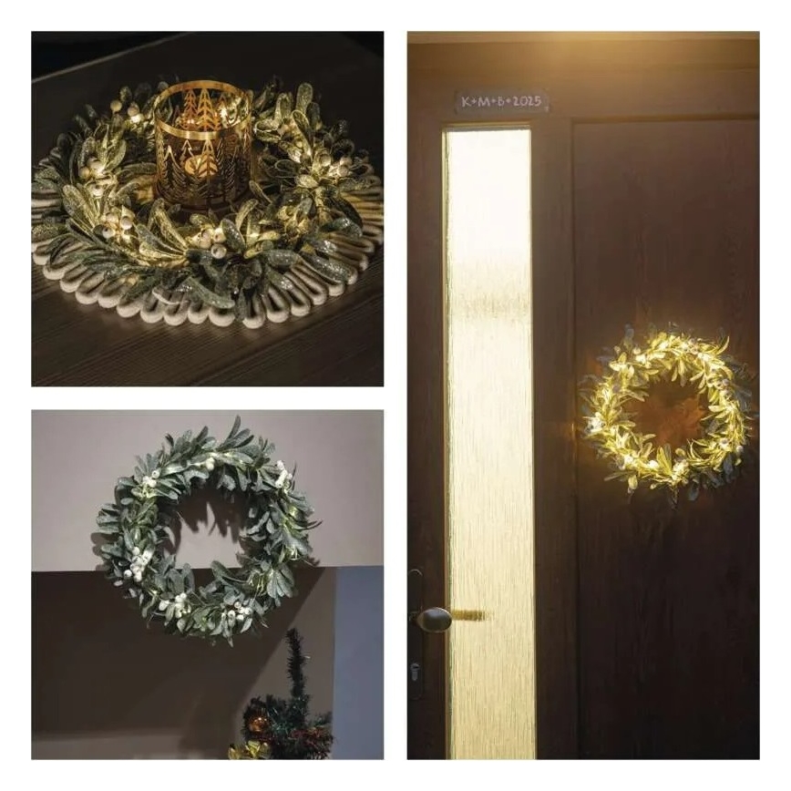 LED-kerstkrans 25x LED / 3x AA, Ø 35 cm