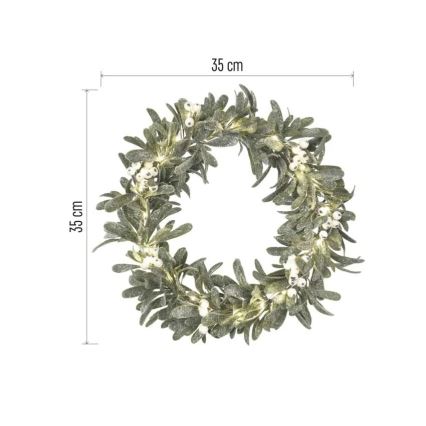 LED-kerstkrans 25x LED / 3x AA, Ø 35 cm