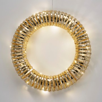 LED Kerstkrans 30xLED/3xAA Ø 40 cm warm wit krans/goud