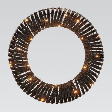 LED kerstkrans 30xLED/3xAA Ø 40 cm warm wit krans/zwart