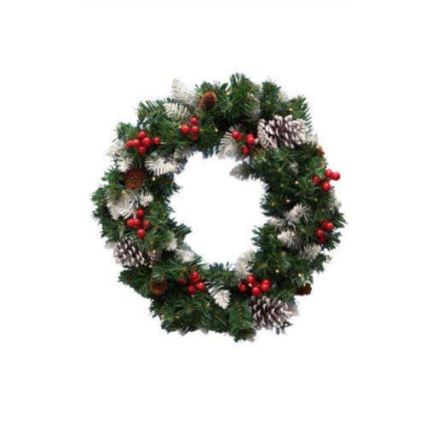 LED kerstkrans 35xLED/3xAA 8 functies Ø 45 cm IP44 warm wit
