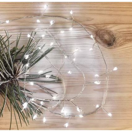 LED kerstlichtsnoer 100xLED/3xAA 2,7 m koud wit