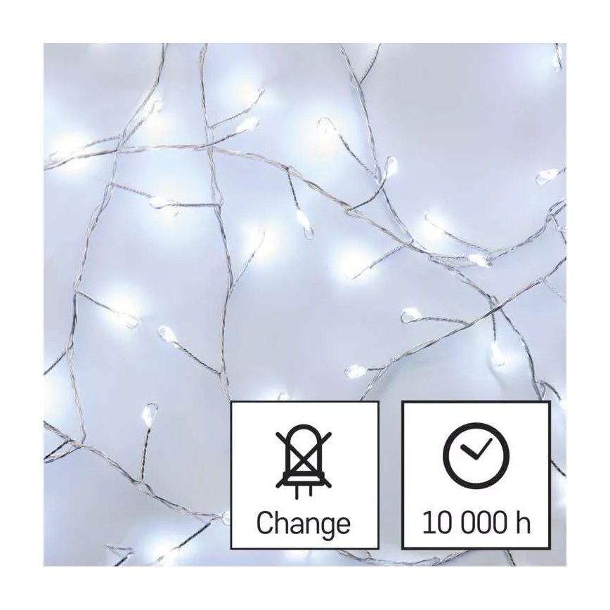 LED kerstlichtsnoer 100xLED/3xAA 2,7 m koud wit