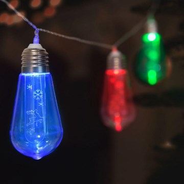 LED kerstlichtsnoer 10xLED/2xAA 2,2m multikleurig